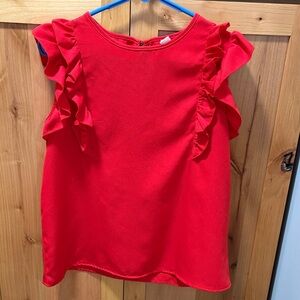 Elegant Red Ruffled Women's Blouse